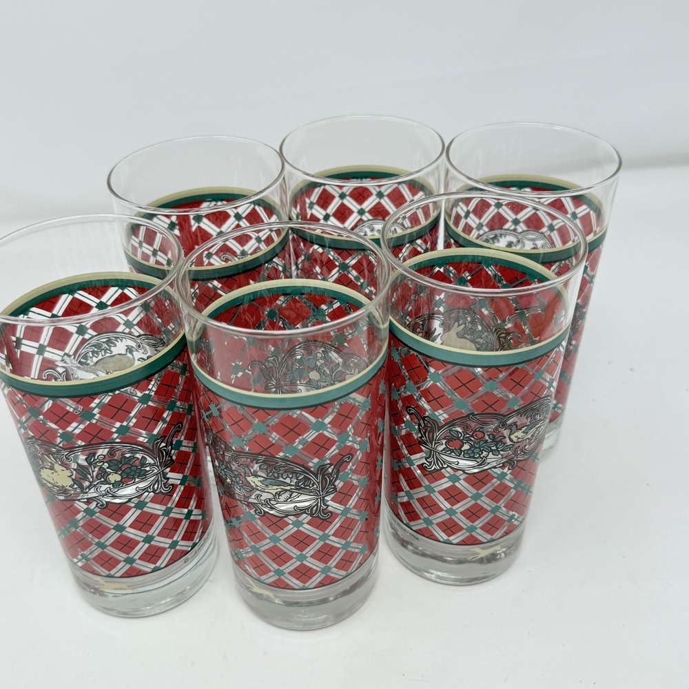 Noritake Royal Hunt USA Set of 6 highball Tumbler Glasses 15 oz Vintage